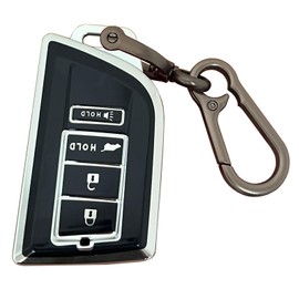 AIOEUOIA for Acura Key Fob Shell Keyless Entry Systems Key Fit for Fit for 2022 2023 2024 Acura MDX RDX 4 Buttons Smart Key Case (Black-Silver)