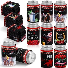 Pickmesh 24 Pcs Derby Can and Beverage Coolers Horse Race Gifts Collapsible Funny Novelty Can Holder for Horse Race Party Supplies