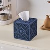 Klein Blue Woven Macrame Boho Square Tissue Box Cover, Resin
