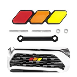 Yourkar Front Grille Badge, Classic Retro Tri-Color Stripe Automotive Mesh Grille Label Emblem, Decorative Decal Badge Compatible with Tacoma 4Runner, Decoration Car Accessories (D)