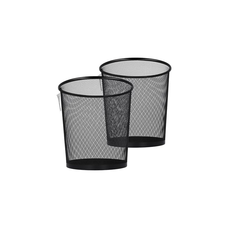 Westcott Papierkorb Mesh Schwarz (2er-Set) | 2 x Mülleimer aus