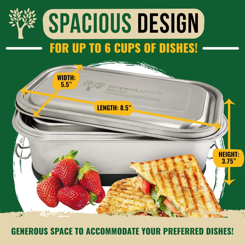 GreenLunch Bento 3 en 1 Caja de acero inoxidable bento