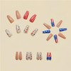 24Pcs 4th of July Press-on Nails Medium-length Five-Pointed Star Square
