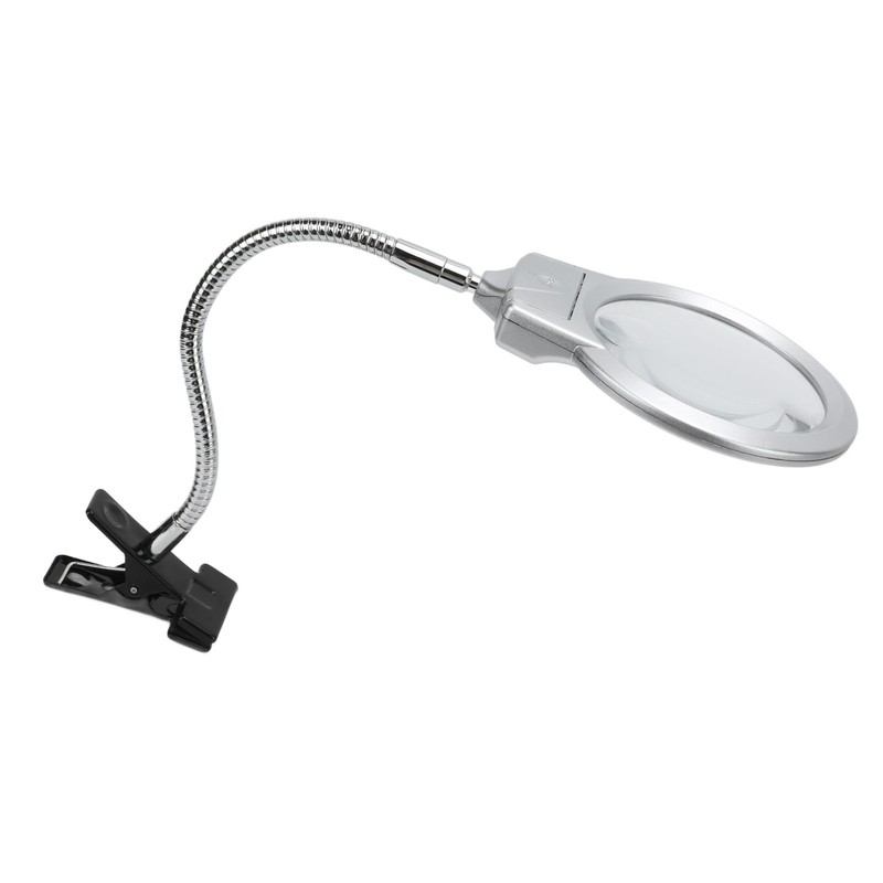 LED Illuminating Magnifier with Clamp Optical Lens Adjustment Hose Magnifying