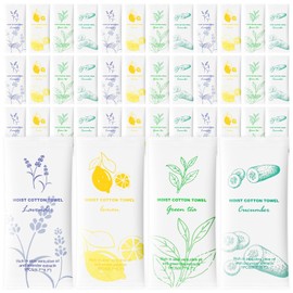 Moist Cotton Towel Bulk Moist Towelettes Individually Wrapped,White Towel Services,Refreshment Pre Moistened Towels for Dentist Travel Sport Party Hotel 100，Lavender,Green tea, Lemon and Cucumber