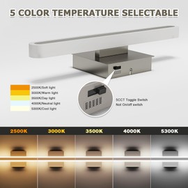 Joosenhouse 15.7 Inch Brushed Nickel Vanity Light for Bathroom – 5CCT Dimmable LED Light Bar, 16W Hardwired Mirror Light, Adjustable Brightness, Modern Bathroom Lighting