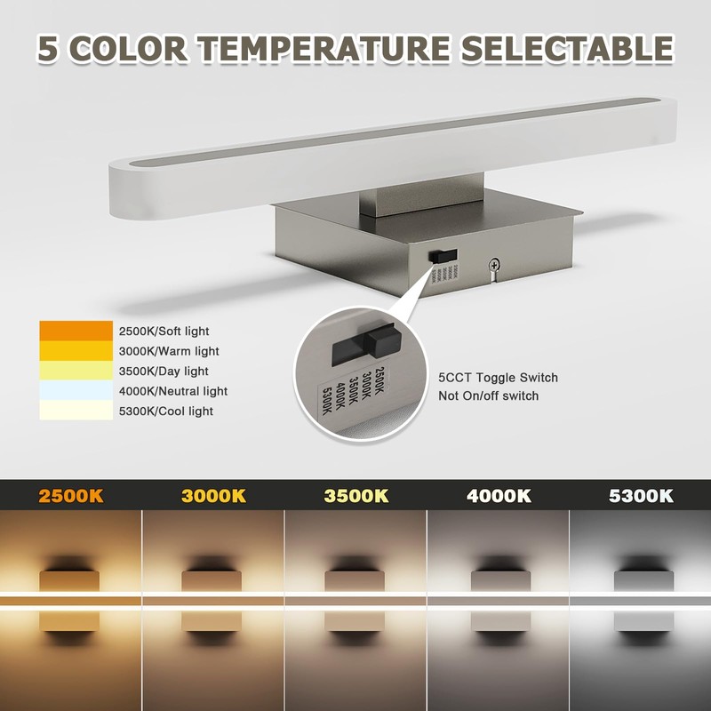 Joosenhouse 15.7 Inch Brushed Nickel Vanity Light for Bathroom –