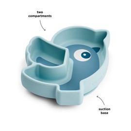 Done by Deer 1749352 Kindersnackteller Stick & Stay - Vogel Birdee blau