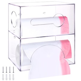 Acrylic Trash Bag Dispenser Roll Holder,2 in 1 Kitchen Organizer Storage Box Holder for Garbage Bag,Garbage Bag Dispenser for Wall Mount,Grocery Bag Organizer for Plastic Shopping Bags Container