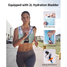 ECOHUB Lightweight Running Hydration Vest, Reflective Hydration Backpack with 2L Water Bladder For Men & Women, Adjustable & Breathable Running Backpack with 6 Pocket for Hiking Cycling Marathon-Green