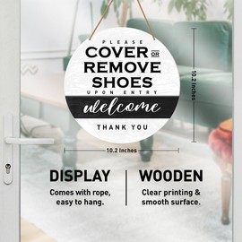 Remove Shoes Sign for Front Door, No Shoes Sign Hanging Sign for House Home Front Door Entryway Porch Door Decor Please Take Off Your Shoes Sign Wall Decorations, Cover or Remove Shoes Upon Entry