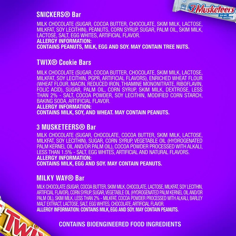 Mars SNICKERS, TWIX, 3 MUSKETEERS & MILKY WAY Full Size