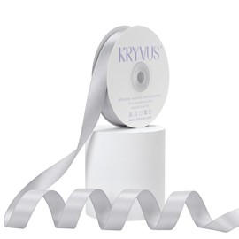 KRYVUS Double Faced 5/8" Silver Polyester Satin Ribbon Continuous 25 Yards Use for Bows Bouquet,Christmas Gift Wrapping,Floral Arrangement