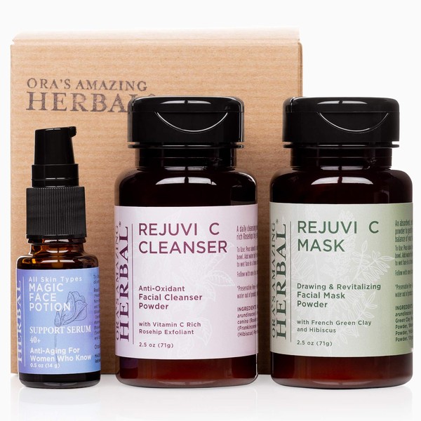 Natural Face Care Regimen, Magic Face Potion, Rejuvi C Cleanser, Powder Face Wash, Gentle Cleansing Powder for All Skin Types, Ora's Amazing Herbal