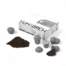Yum!Brew Instant Coconut Americano Coffee – Freeze-Dried Yunnan Arabica | 12 Servings | Smooth & Nutty Flavor | Hot or Cold Brew | No Sugar | Low Calorie | Travel-Friendly Pods