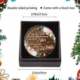 Sisters Christmas Ornament Xmas Friendship Keepsake Gifts for Sisters Christmas Tree Decoration 2.95in with Gift Box - My Children Having You as an Auntie