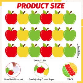FYSUIMU 60 Pcs Back to School Apple Bulletin Board Borders Cartoon Apple Fruit Self-Adhesive Border Trim Sticker Decals for Home Classroom Party Wall Decoration