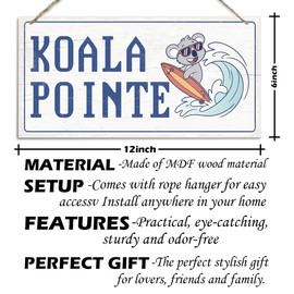 Summer Themed Wooden Door Decor, Koala Sign Decor, Farmhouse Home Porch Garden Yard Decoration, Beach Wood Wall Sign, Cute Koala Bear Gifts for Girls Women