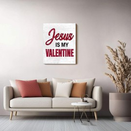 Jesus is My Valentine Canvas Wall Art Christian Valentine's Day Unique Decor Oil Painting Pictures, Religious Love Prints Artwork for Home Bedroom Living Room Dorm Indoor Wall Decor, 8x10inch Framed