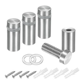 sourcing map 8Pcs Sign Standoff Screws, 15/32" x 1" Stainless Steel Wall Standoff Mount Hardware Advertising Glass Nail for Glass Acrylic Panel Picture Frame, Silver Tone