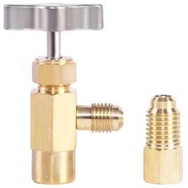 YSTOOL R134a Can Tap Valve AC Refrigerant Bottle Brass Opener Automotive Air Conditioner Freon Can Dispenser Tool with Acme Tank Adapter