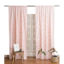 Popular Handicrafts Indian Hippie Bohemian Beautiful Elephant Mandala Curtain Panels Rose Gold