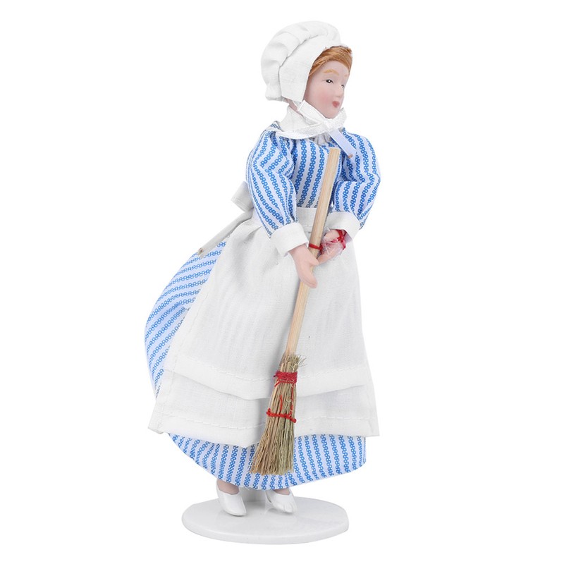 Dollhouse Miniature Porcelain Doll Model Ornament Doll Chef Man Servant