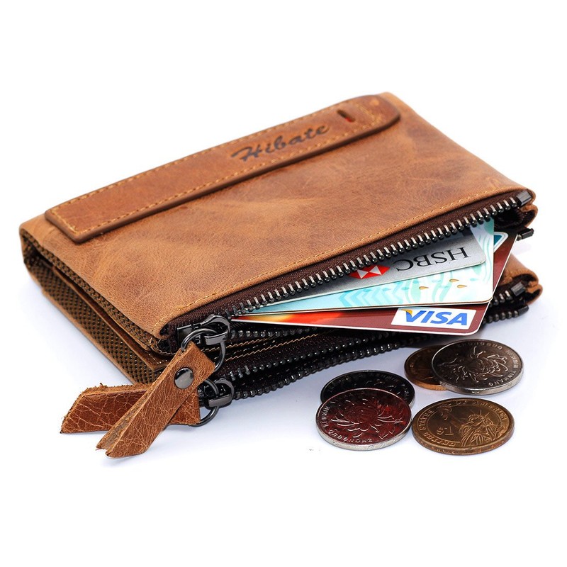 Hibate Men Leather Wallet RFID Blocking Men's Wallets Credit Card