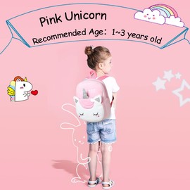 Kasgo Toddler Backpack for Boys and Girls, Small Cute Animal 3D Children's Backpack, Mini Nursery Bag, Soft Plush Backpack for Baby, Unicorn, cute