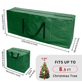 PATIO PLUS 9 FT 3 Pieces Christmas Tree Storage Bags with 2 Christmas Decoration Bags, Easy to Store Christmas Tree Storage with Full Zipper,Durable Reinforced Carry Handles,Green
