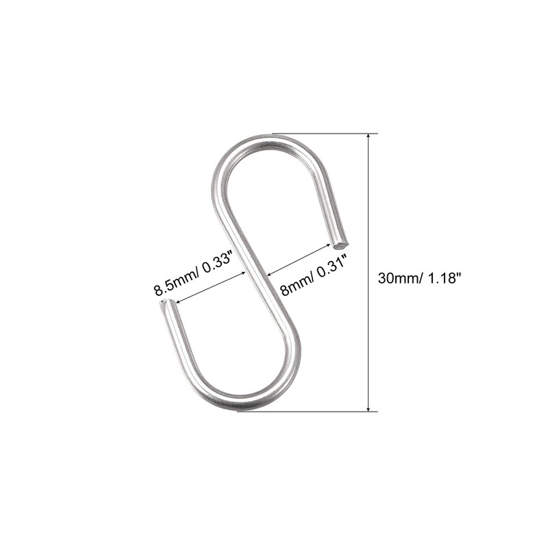 sourcing map S Hooks 1.18 Inch Long Stainless Steel Hanger