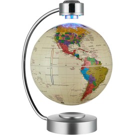 Magnetic Levitation Globe, 8" Mag Lev Earth Globe, Suspended Auto Dual-Rotation, Touch-Controlled LED Light, Suitable for Decorative Ornaments, Business, Holiday Gifts (White)