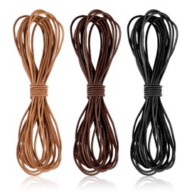 Deepton 3 Colours Leather Band, 5 m x 2 mm Leather Cord for Chains, Leather Cord with Clasp, Craft Leather Bands, Faux Suede Cord, Leather Cord Chain for DIY Bracelet, Necklace, Jewellery Crafts