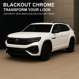BOGAR TECH DESIGNS Compatible with Volkswagen Atlas Cross Sport 2020-2025 Side Chrome Delete Overlay Film, Gloss Black
