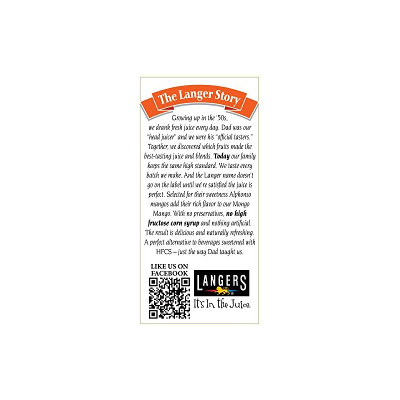 Langers Juice Cocktail, Mongo Mango, 64 Fl Oz (Pack of