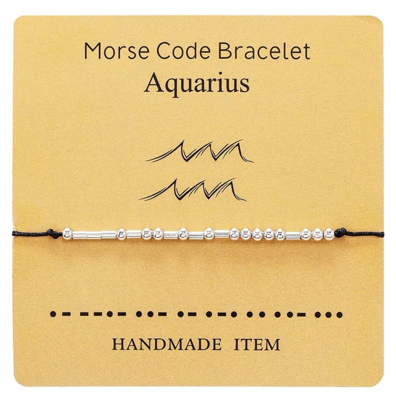 Morse Aquarius Morse Code Adjustable Bracelet Astrology