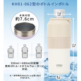 TYESO Plastic Bottle Holder, Cold Insulated, Vacuum Insulated, Handbag, Foldable, 11.8 fl oz (350 ml), 500 ml, 680 ml, Bottle Can, For Outdoor Use, Travel & Office, 6 Colors