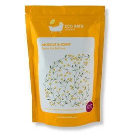 Eco Bath London Muscle and Joint Epsom Salt Bath Soak 500 g Pouch, Muscle Magnesium Bath Salt Made with Lemongrass, Peppermint, Eucalyptus, and Black Pepper Essential Oils, Best to Use After Workout