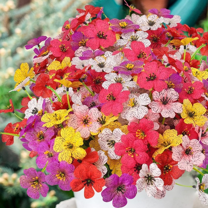 Artificial Flowers Outdoor UV Resistant Fake Silk Flowers, 12 Bundles