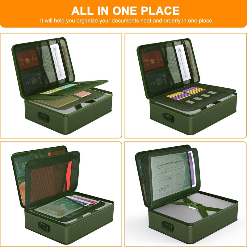 Document Organizer with 5200℉ Heat Insulated, 16.1"x11.4"x4.3" Waterproof and Fireproof
