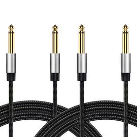 AHRLIC 2-Pack 1/4 Inch Guitar Cables, 6.35mm Straight Instrument TS Jack Cables (2m) with Oxygen-Free Copper & Braided Nylon, Professional Audio Cable for Guitar, Bass, Amp, Pedal & Studio Equipment