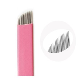 20pcs Pink Microblading Blades 0.15mm Nano 18 Slope Agujas de Microblading for Hair Strokes Brows and Nano Brows (#18-0.15mm)
