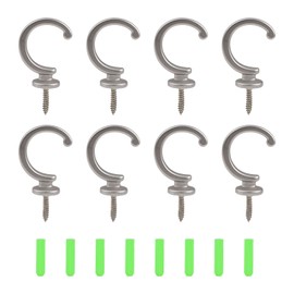 INCREWAY Ceiling Hooks 8 Pieces Antique Zinc Alloy Screw Hooks for Hanging Curtains Cups Jewelry (Silver)