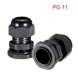 sourcing map 5Pcs PG11 Cable Gland Waterproof Plastic Joint Adjustable Locknut Black for 5mm-10mm Dia Cable Wire with Rubber O Ring
