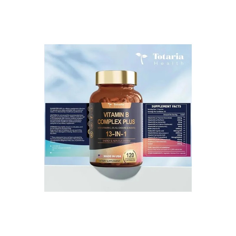 Totaria 13-in-1 Vitamin B Complex Pluswith Vitamin B1, B2b3