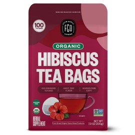 FGO Organic Hibiscus Tea, 100 Count, Eco-Conscious Tea Bags, Caffeine Free, Packaging May Vary (Pack of 1)