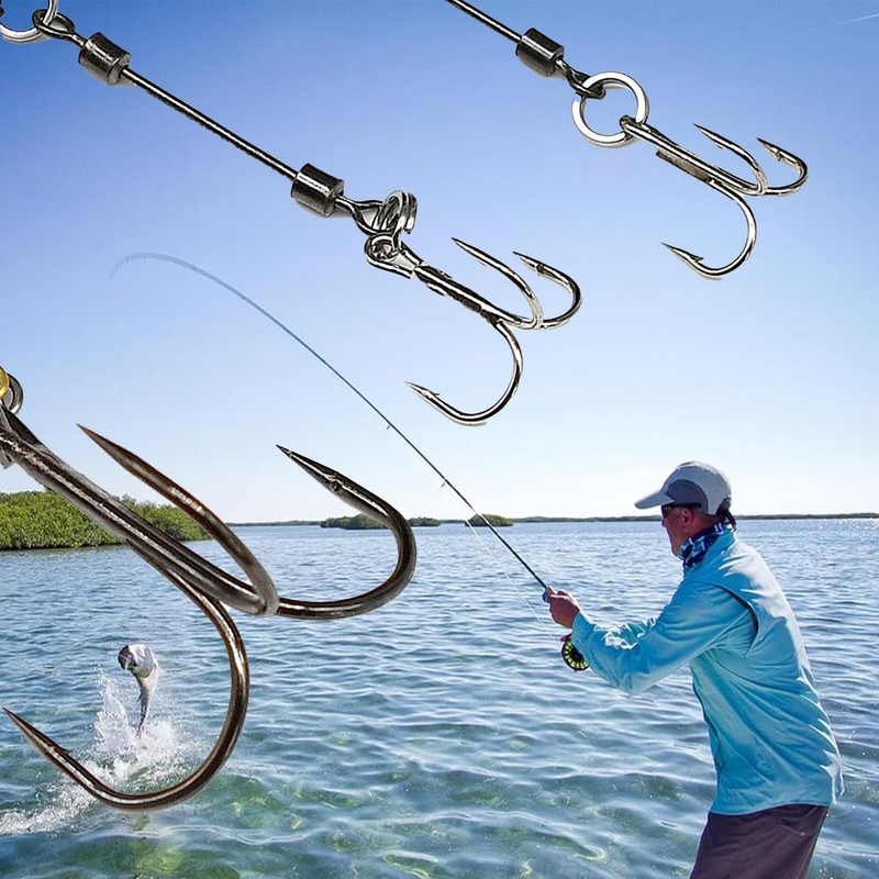 Pack of 2 stinger hooks with leader system, screw in