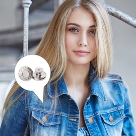 Adjustable Jeans Buttons Sewing Free, 12-Piece 17 mm / 0.67 in Adjustable Removable Bronze and Silver Metal Buttons Jeans No Sewing Button Clips for Jeans