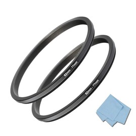 Komet 82mm-77mm Step Down Ring (2 Pack), Camera Lens Filter Step-Down Ring Lens Converter Accessories, Aluminium, Black