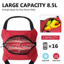 Cool Bag Small Light Insulated Lunch Bag for Work & School Foldable Waterproof Zip Closure
